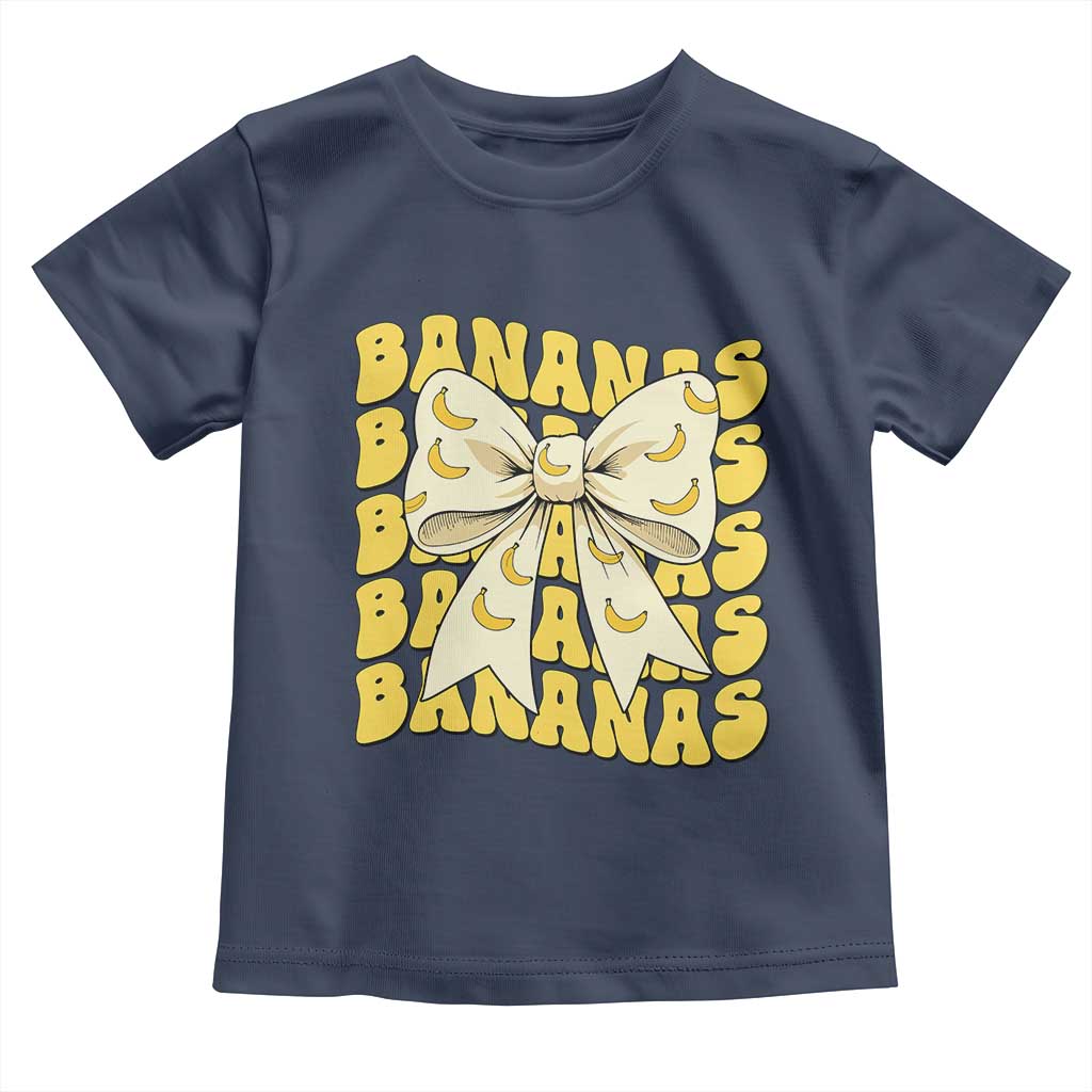 Bananas Coquette Bow Toddler T Shirt Retro Banana Lovers Women Girls Kids TS10 Navy Print Your Wear