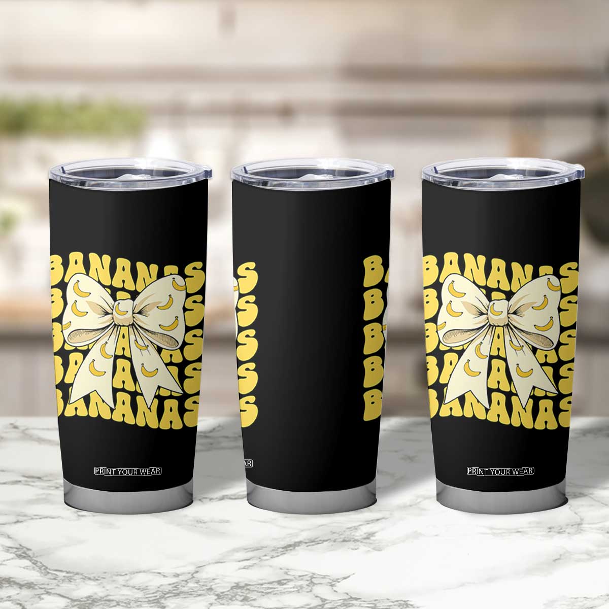 Bananas Coquette Bow Tumbler Cup Retro Banana Lovers Women Girls Kids TS10 Print Your Wear
