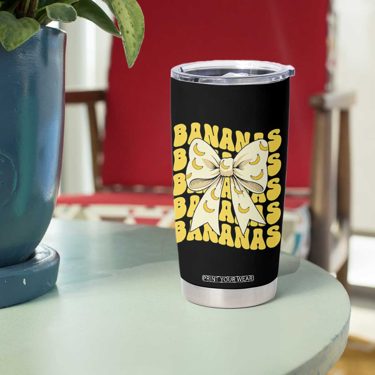 Bananas Coquette Bow Tumbler Cup Retro Banana Lovers Women Girls Kids TS10 Print Your Wear