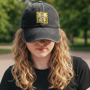 Bananas Coquette Bow Washed Cotton Baseball Cap Retro Banana Lovers Women Girls Kids TS10 Print Your Wear