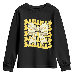 Bananas Coquette Bow Youth Sweatshirt Retro Banana Lovers Women Girls Kids TS10 Black Print Your Wear