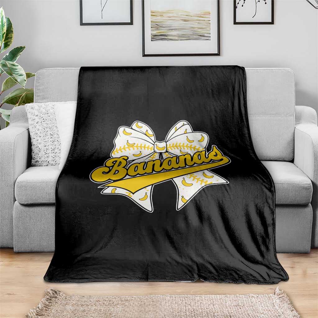 Bananas Coquette Bow Throw Blanket Retro Throwback Popular Fruit Humor Banana Classic TS10 Print Your Wear