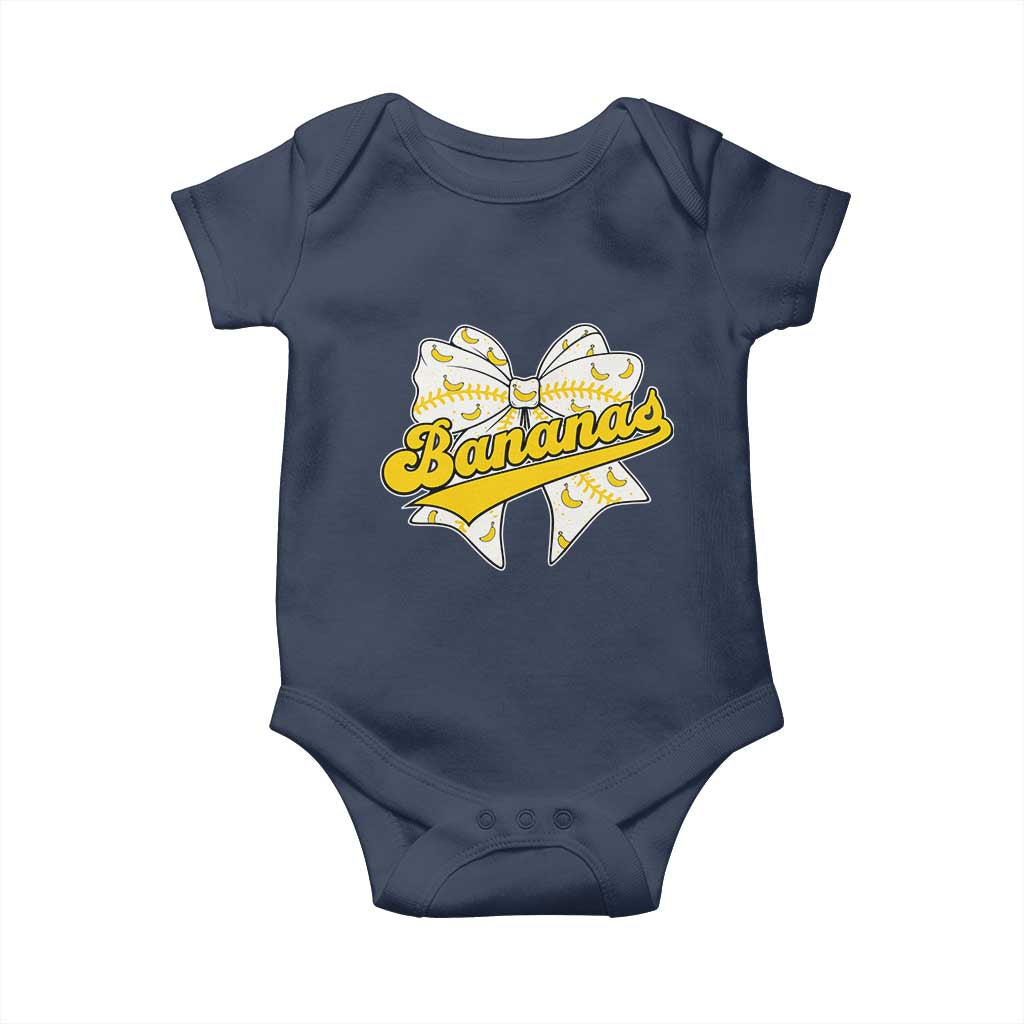 Bananas Coquette Bow Baby Onesie Retro Throwback Popular Fruit Humor Banana Classic TS10 Navy Print Your Wear