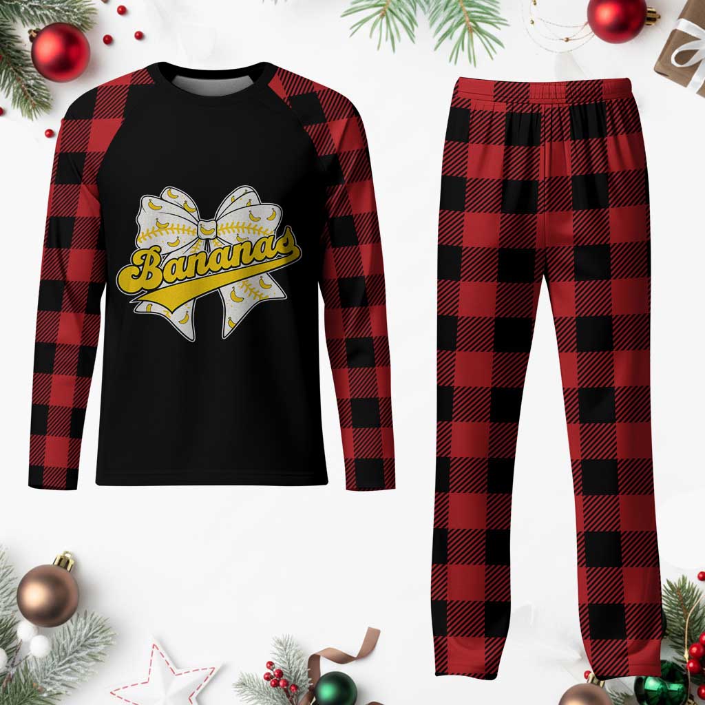 Bananas Coquette Bow Plaid Pajama Set Retro Throwback Popular Fruit Humor Banana Classic TS10 Buffalo Plaid Print Your Wear