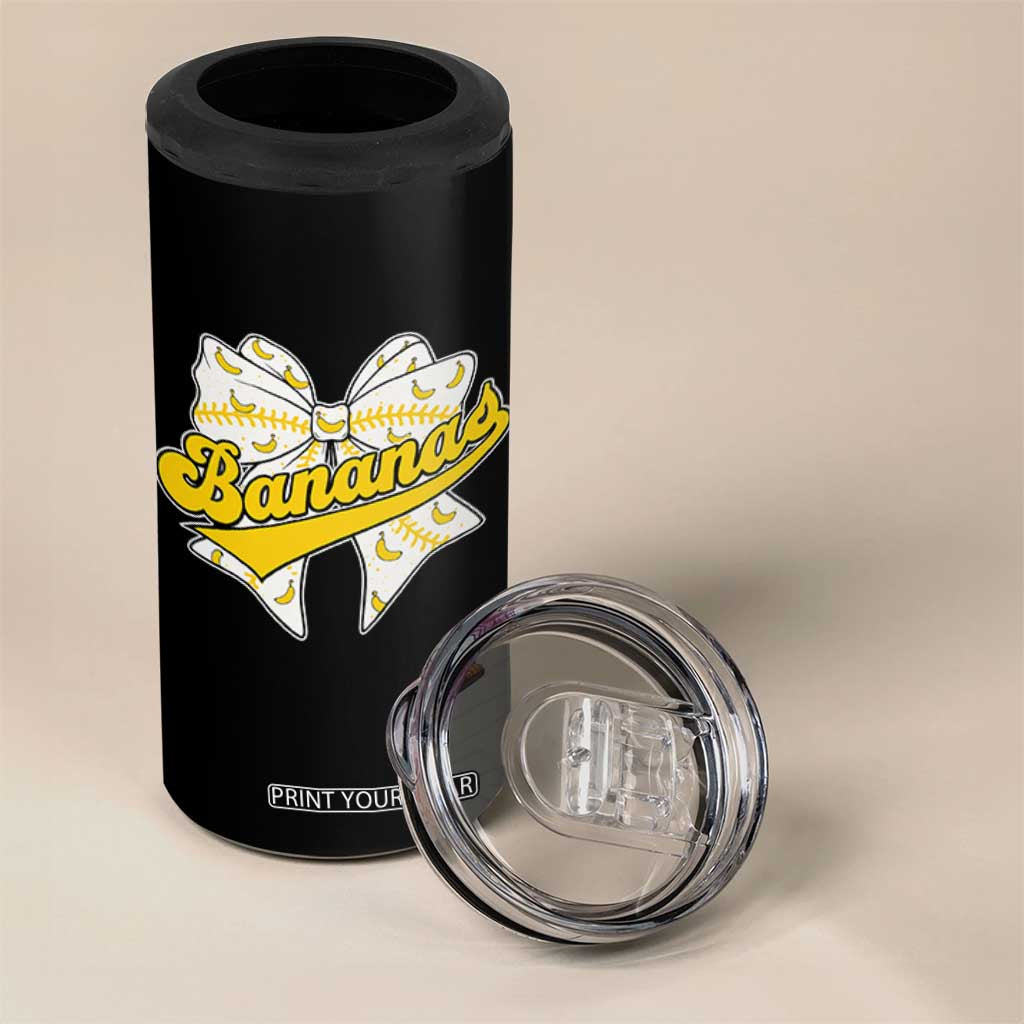 Bananas Coquette Bow 4 in 1 Can Cooler Tumbler Retro Throwback Popular Fruit Humor Banana Classic TS10 Print Your Wear