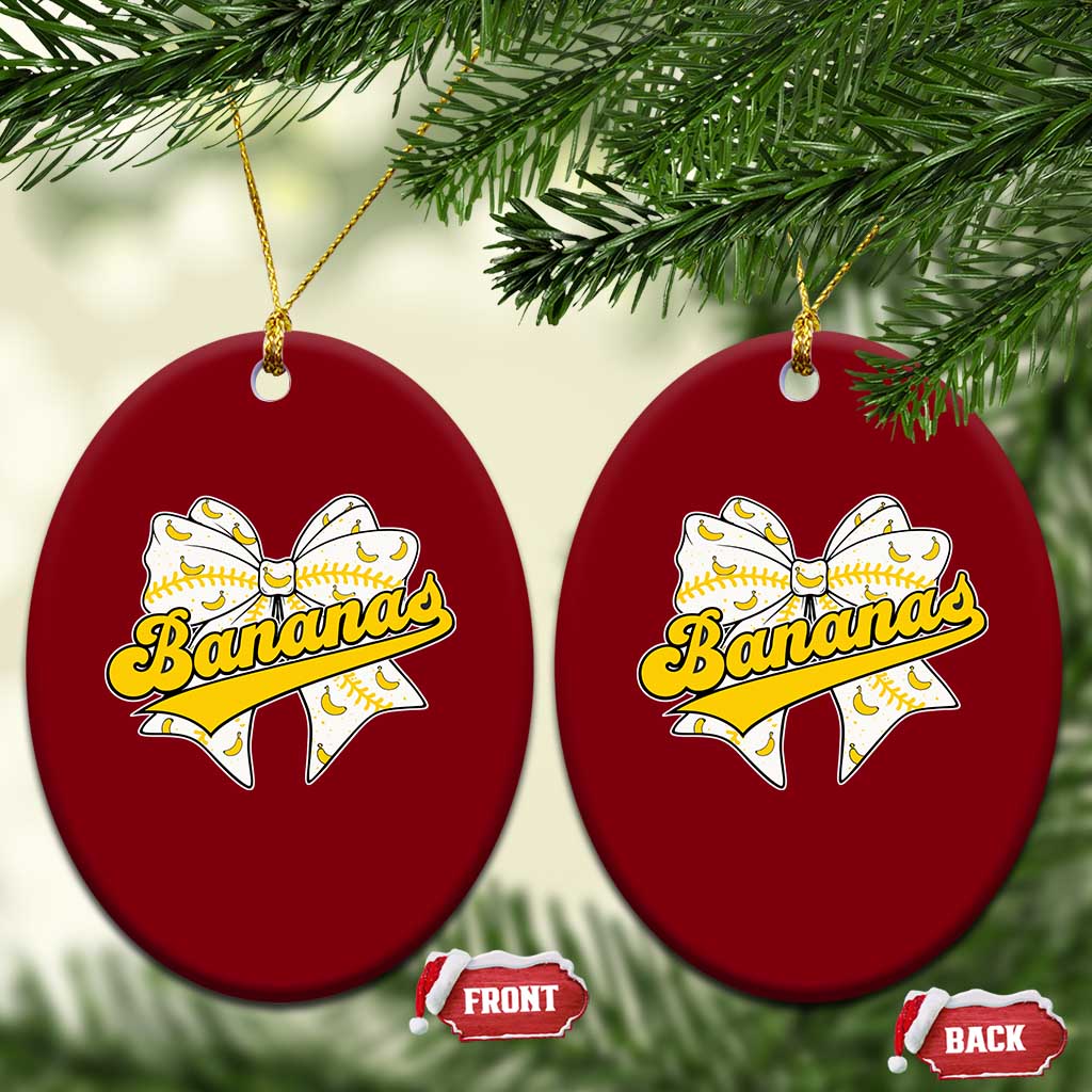 Bananas Coquette Bow Ceramic Ornament Retro Throwback Popular Fruit Humor Banana Classic TS10 Print Your Wear