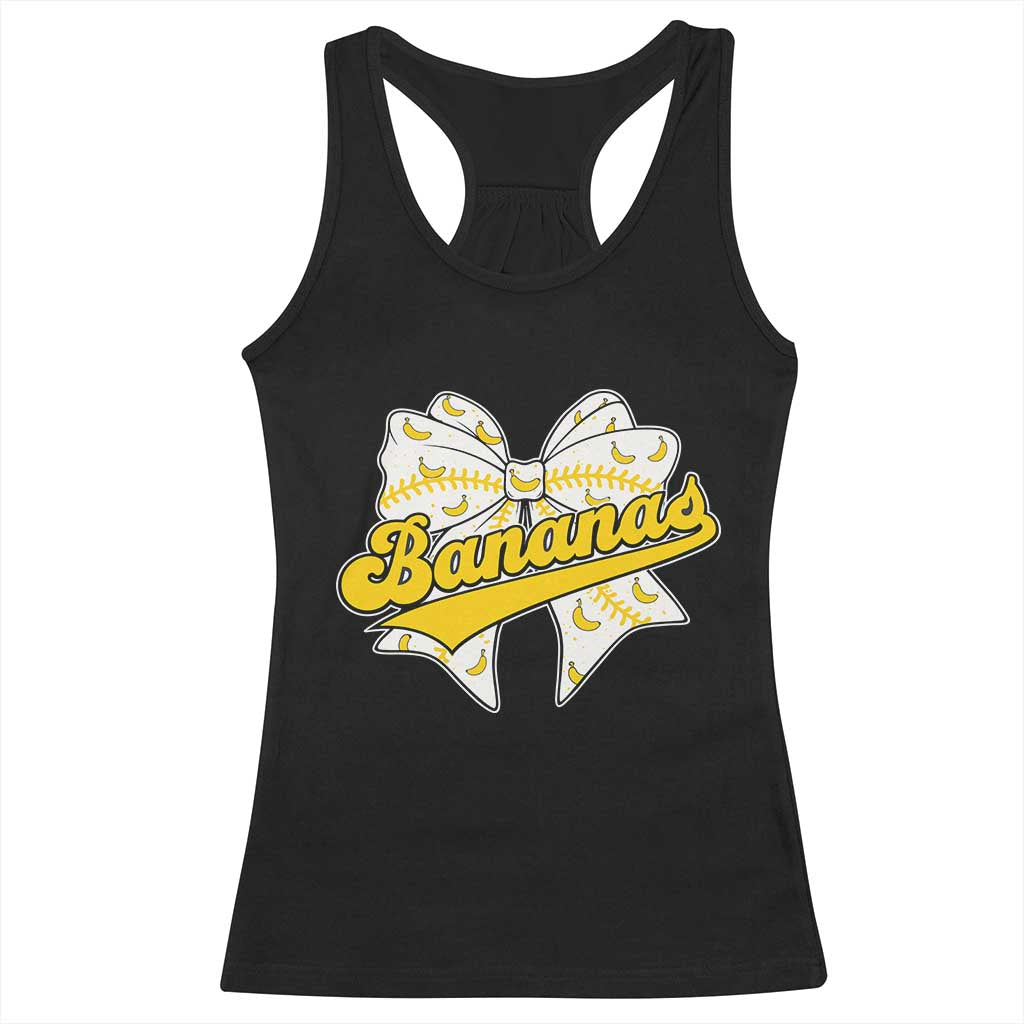 Bananas Coquette Bow Racerback Tank Top Retro Throwback Popular Fruit Humor Banana Classic TS10 Black Print Your Wear