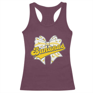 Bananas Coquette Bow Racerback Tank Top Retro Throwback Popular Fruit Humor Banana Classic TS10 Maroon Print Your Wear