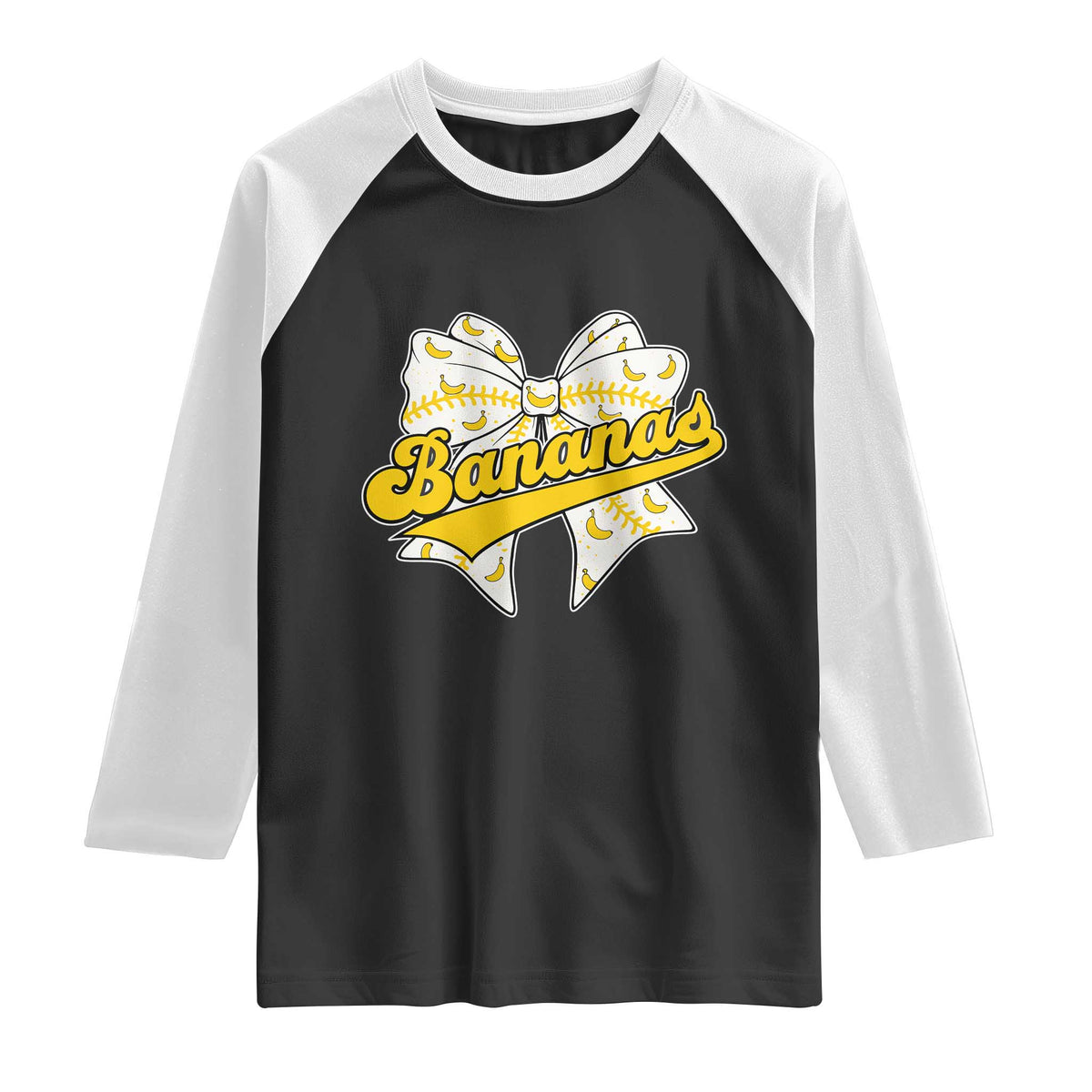 Bananas Coquette Bow Raglan Shirt Retro Throwback Popular Fruit Humor Banana Classic TS10 Black White Print Your Wear