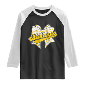 Bananas Coquette Bow Raglan Shirt Retro Throwback Popular Fruit Humor Banana Classic TS10 Black White Print Your Wear