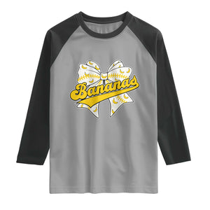 Bananas Coquette Bow Raglan Shirt Retro Throwback Popular Fruit Humor Banana Classic TS10 Sport Gray Black Print Your Wear