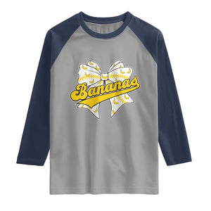 Bananas Coquette Bow Raglan Shirt Retro Throwback Popular Fruit Humor Banana Classic TS10 Sport Gray Navy Print Your Wear