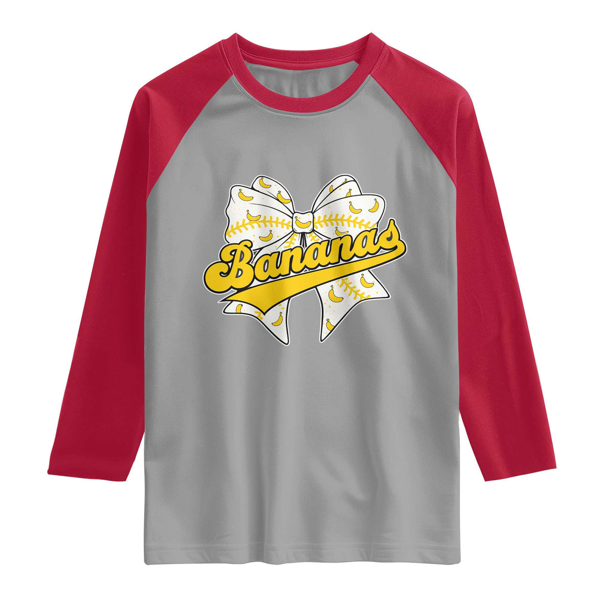Bananas Coquette Bow Raglan Shirt Retro Throwback Popular Fruit Humor Banana Classic TS10 Sport Gray Red Print Your Wear