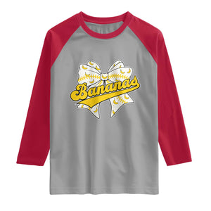 Bananas Coquette Bow Raglan Shirt Retro Throwback Popular Fruit Humor Banana Classic TS10 Sport Gray Red Print Your Wear