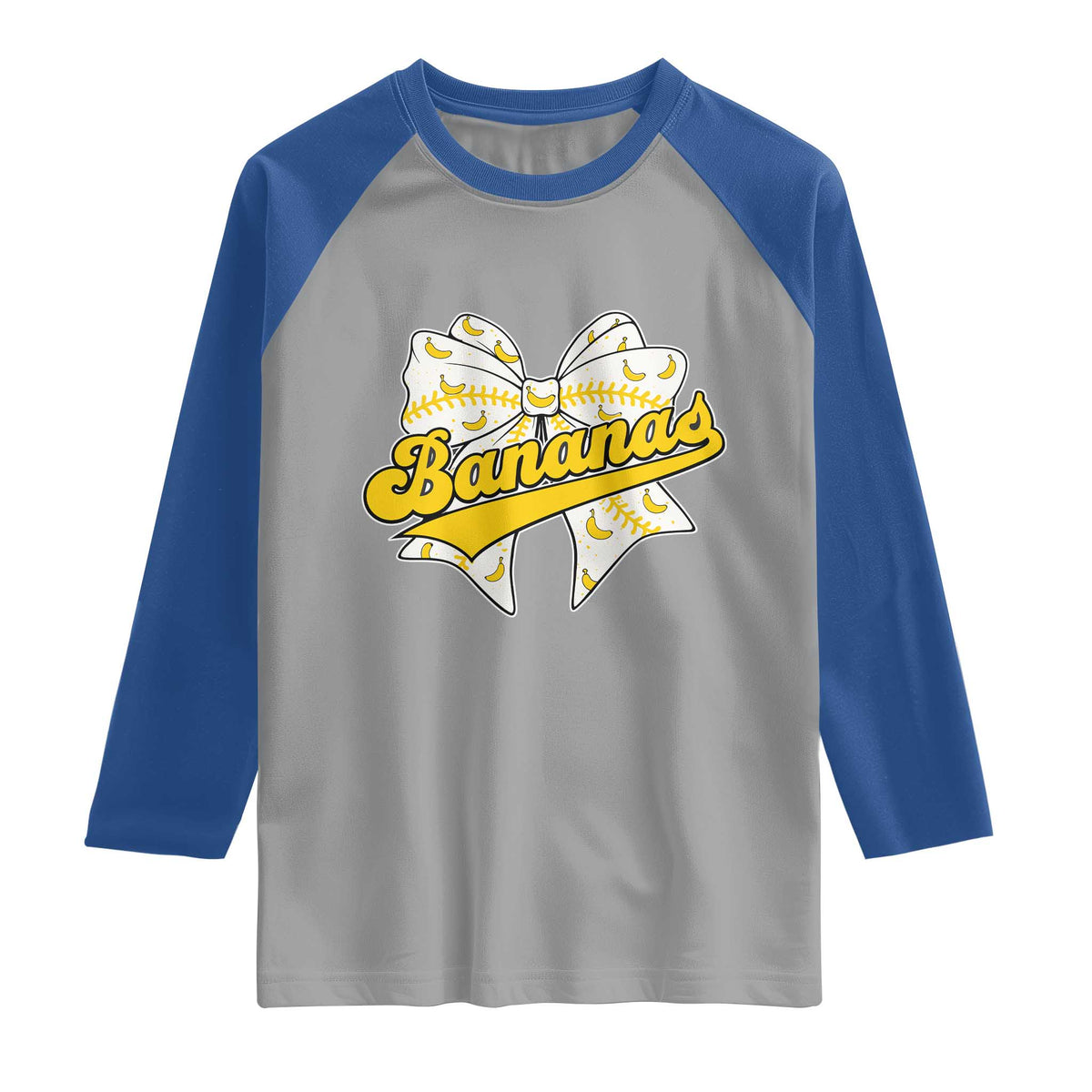 Bananas Coquette Bow Raglan Shirt Retro Throwback Popular Fruit Humor Banana Classic TS10 Sport Gray Royal Print Your Wear