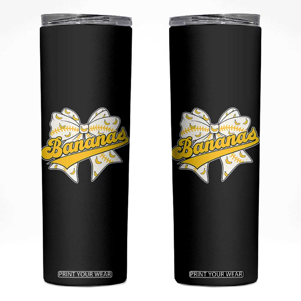 Bananas Coquette Bow Skinny Tumbler Retro Throwback Popular Fruit Humor Banana Classic TS10 Black Print Your Wear