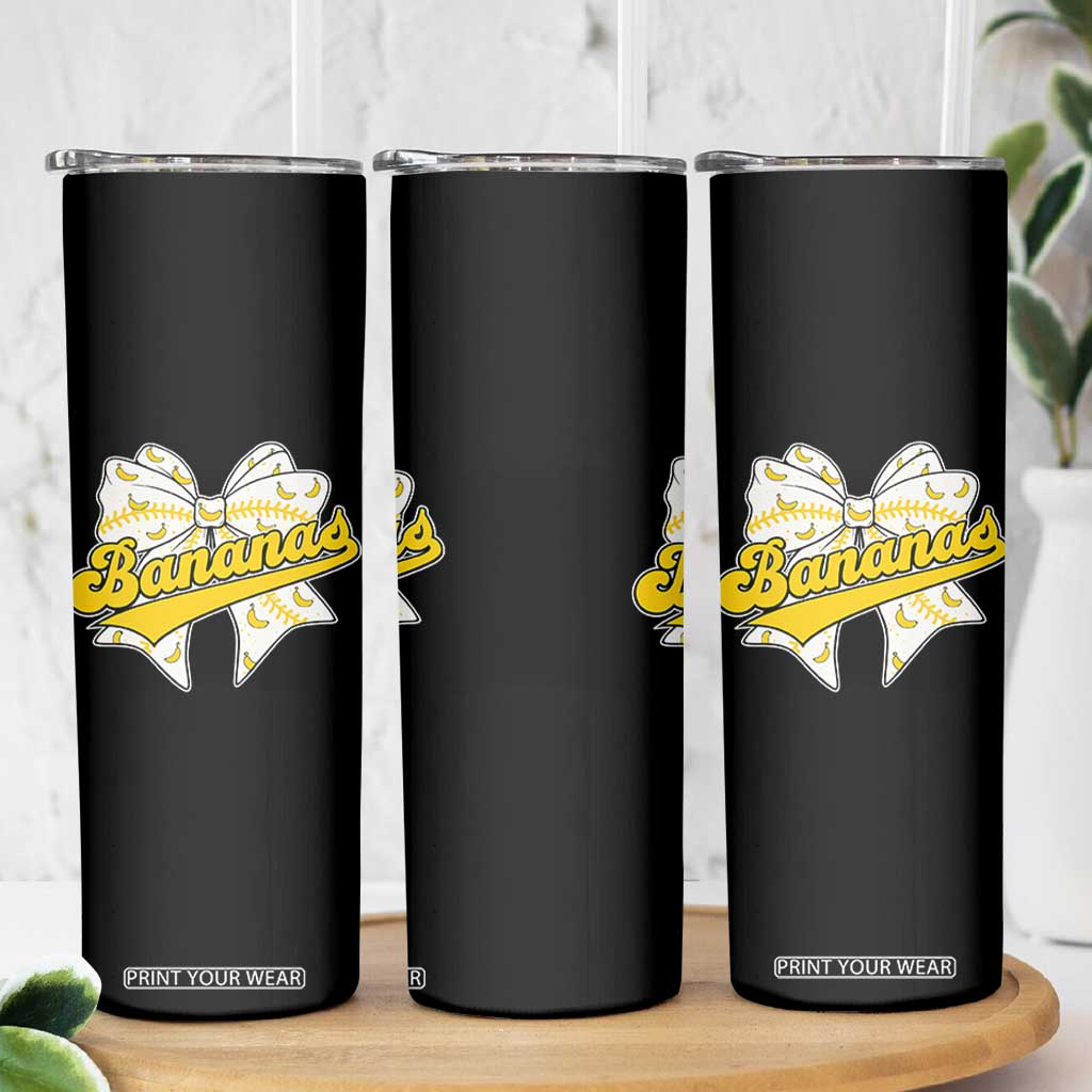 Bananas Coquette Bow Skinny Tumbler Retro Throwback Popular Fruit Humor Banana Classic TS10 Print Your Wear