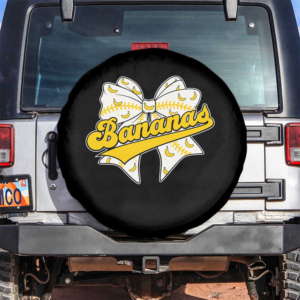 Bananas Coquette Bow Spare Tire Cover Retro Throwback Popular Fruit Humor Banana Classic TS10 No hole Black Print Your Wear