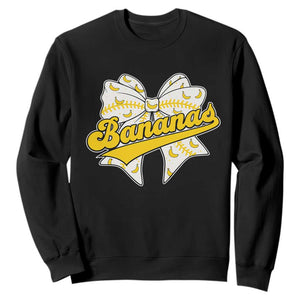 Bananas Coquette Bow Sweatshirt Retro Throwback Popular Fruit Humor Banana Classic TS10 Black Print Your Wear