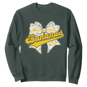 Bananas Coquette Bow Sweatshirt Retro Throwback Popular Fruit Humor Banana Classic TS10 Dark Forest Green Print Your Wear