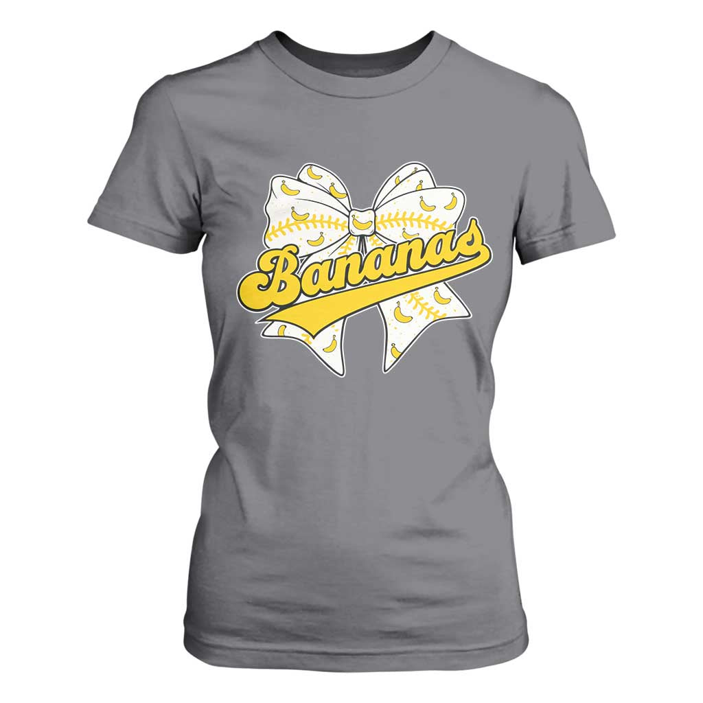 Bananas Coquette Bow T Shirt For Women Retro Throwback Popular Fruit Humor Banana Classic TS10 Charcoal Print Your Wear