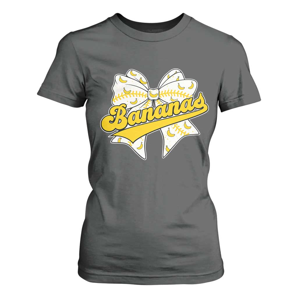 Bananas Coquette Bow T Shirt For Women Retro Throwback Popular Fruit Humor Banana Classic TS10 Dark Heather Print Your Wear