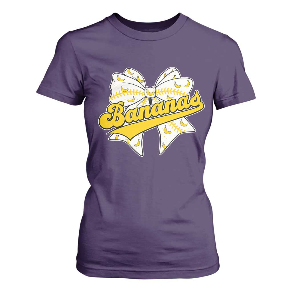 Bananas Coquette Bow T Shirt For Women Retro Throwback Popular Fruit Humor Banana Classic TS10 Purple Print Your Wear