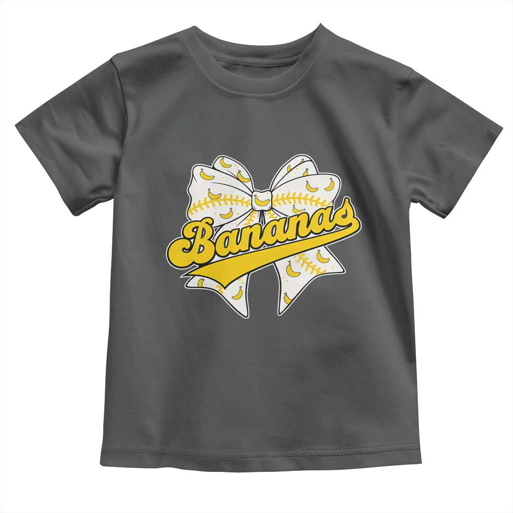 Bananas Coquette Bow Toddler T Shirt Retro Throwback Popular Fruit Humor Banana Classic TS10 Dark Heather Print Your Wear