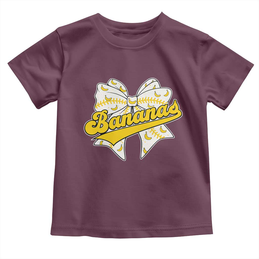 Bananas Coquette Bow Toddler T Shirt Retro Throwback Popular Fruit Humor Banana Classic TS10 Maroon Print Your Wear