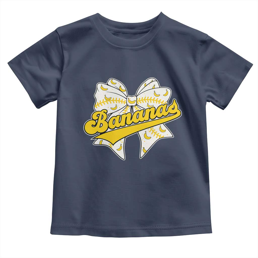 Bananas Coquette Bow Toddler T Shirt Retro Throwback Popular Fruit Humor Banana Classic TS10 Navy Print Your Wear