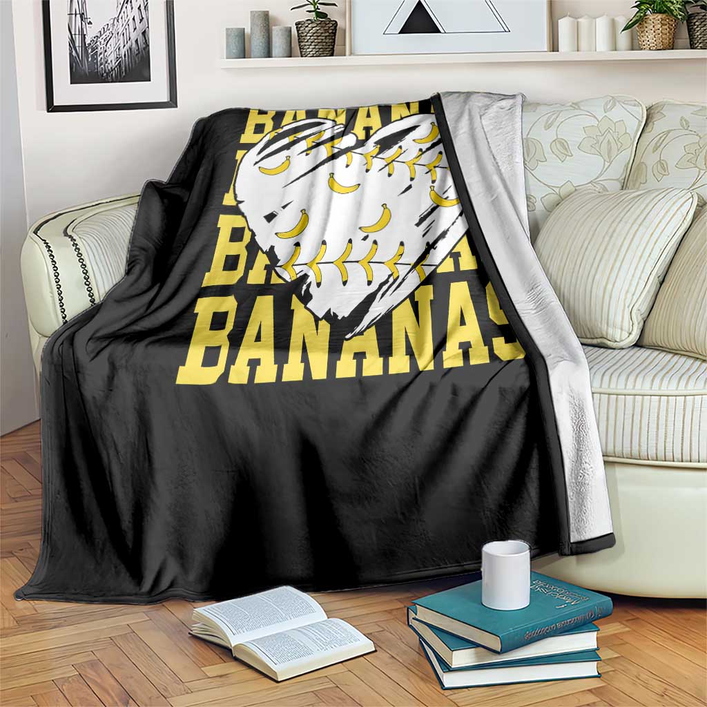 Retro Bananas Throw Blanket Vintage Baseball Heart Graphic Game Day Gifts TS10 Print Your Wear