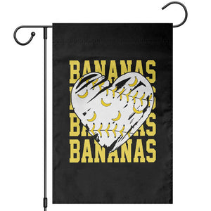 Retro Bananas Garden Flag - Vintage Baseball Heart Graphic - Game Day Gifts TS10 Black Print Your Wear