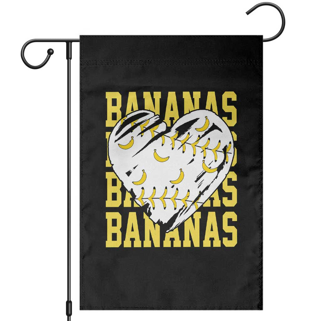 Retro Bananas Garden Flag - Vintage Baseball Heart Graphic - Game Day Gifts TS10 Black Print Your Wear
