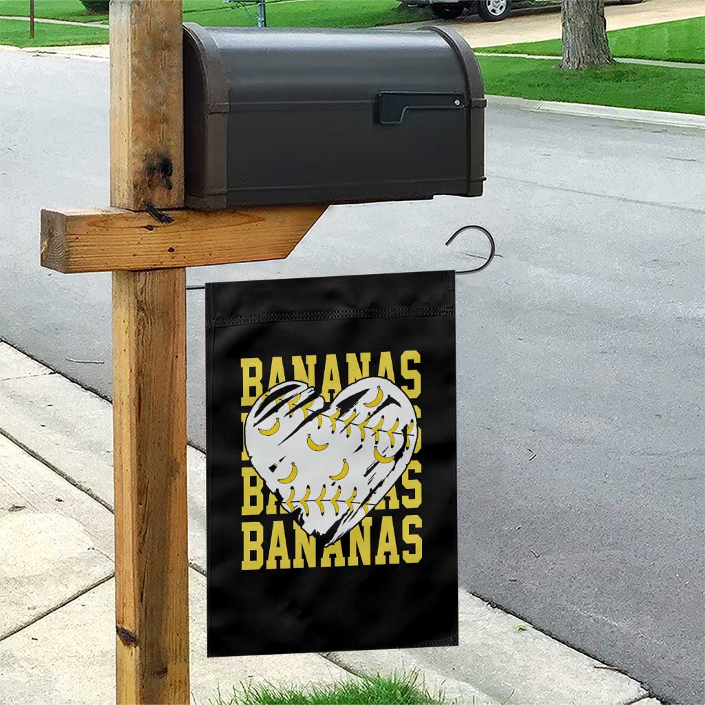 Retro Bananas Garden Flag - Vintage Baseball Heart Graphic - Game Day Gifts TS10 Print Your Wear