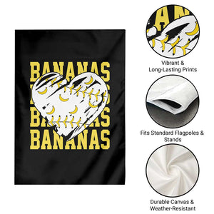Retro Bananas Garden Flag - Vintage Baseball Heart Graphic - Game Day Gifts TS10 Print Your Wear