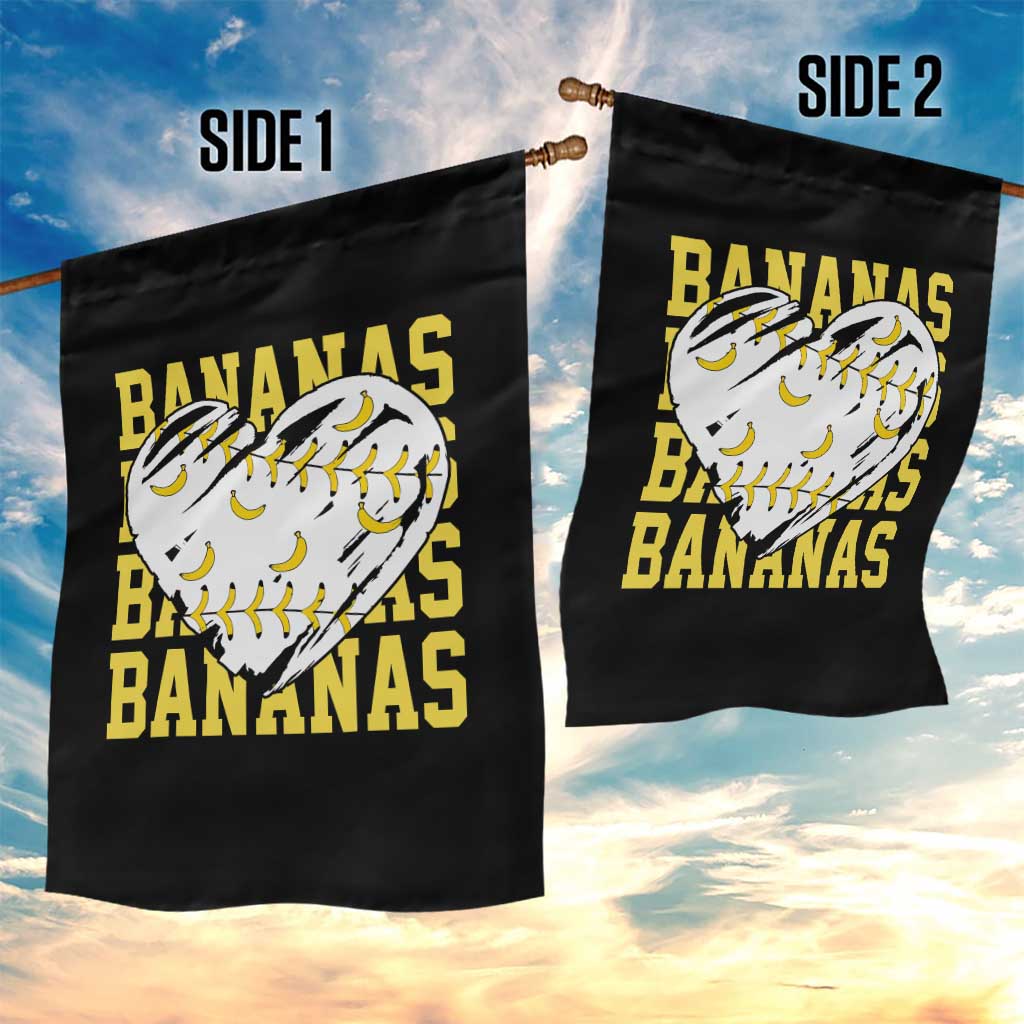 Retro Bananas Garden Flag - Vintage Baseball Heart Graphic - Game Day Gifts TS10 Print Your Wear