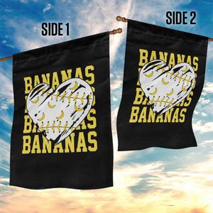 Retro Bananas Garden Flag - Vintage Baseball Heart Graphic - Game Day Gifts TS10 Print Your Wear