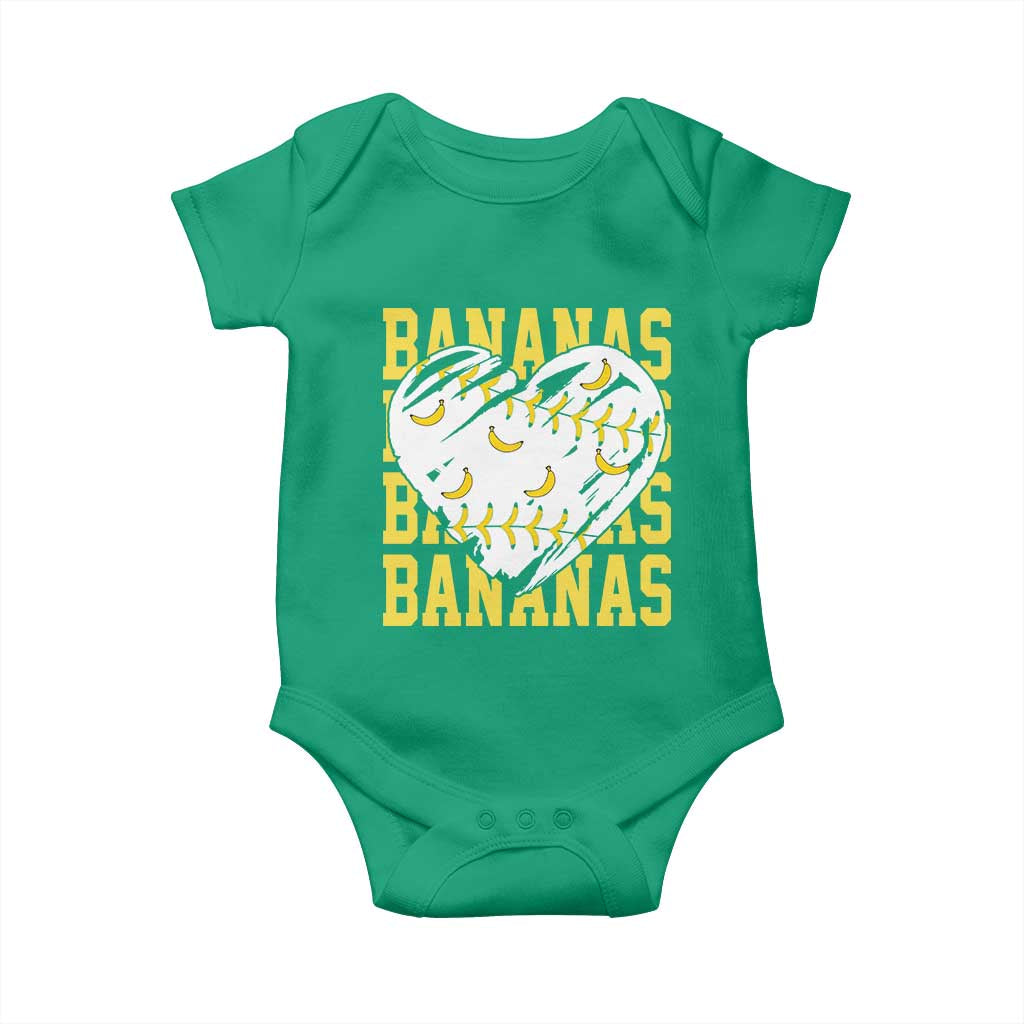 Retro Bananas Baby Onesie Vintage Baseball Heart Graphic Game Day Gifts TS10 Irish Green Print Your Wear