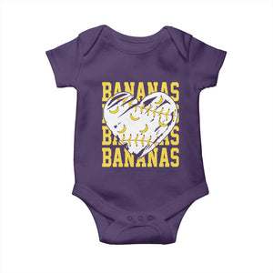 Retro Bananas Baby Onesie Vintage Baseball Heart Graphic Game Day Gifts TS10 Purple Print Your Wear