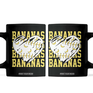 Retro Bananas Coffee Mug Vintage Baseball Heart Graphic Game Day Gifts TS10 Black Print Your Wear
