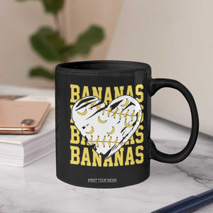 Retro Bananas Coffee Mug Vintage Baseball Heart Graphic Game Day Gifts TS10 Print Your Wear