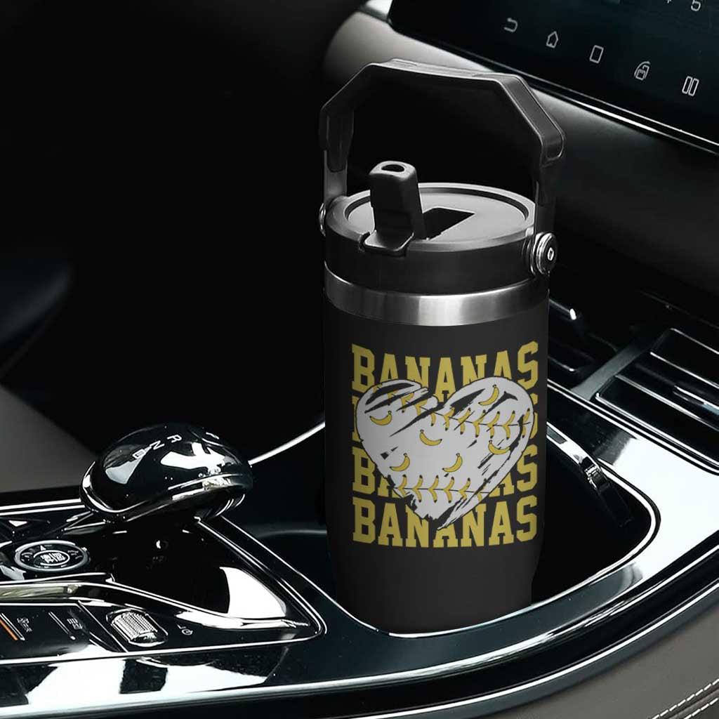 Retro Bananas Flip Straw Tumbler Vintage Baseball Heart Graphic Game Day Gifts TS10 Print Your Wear
