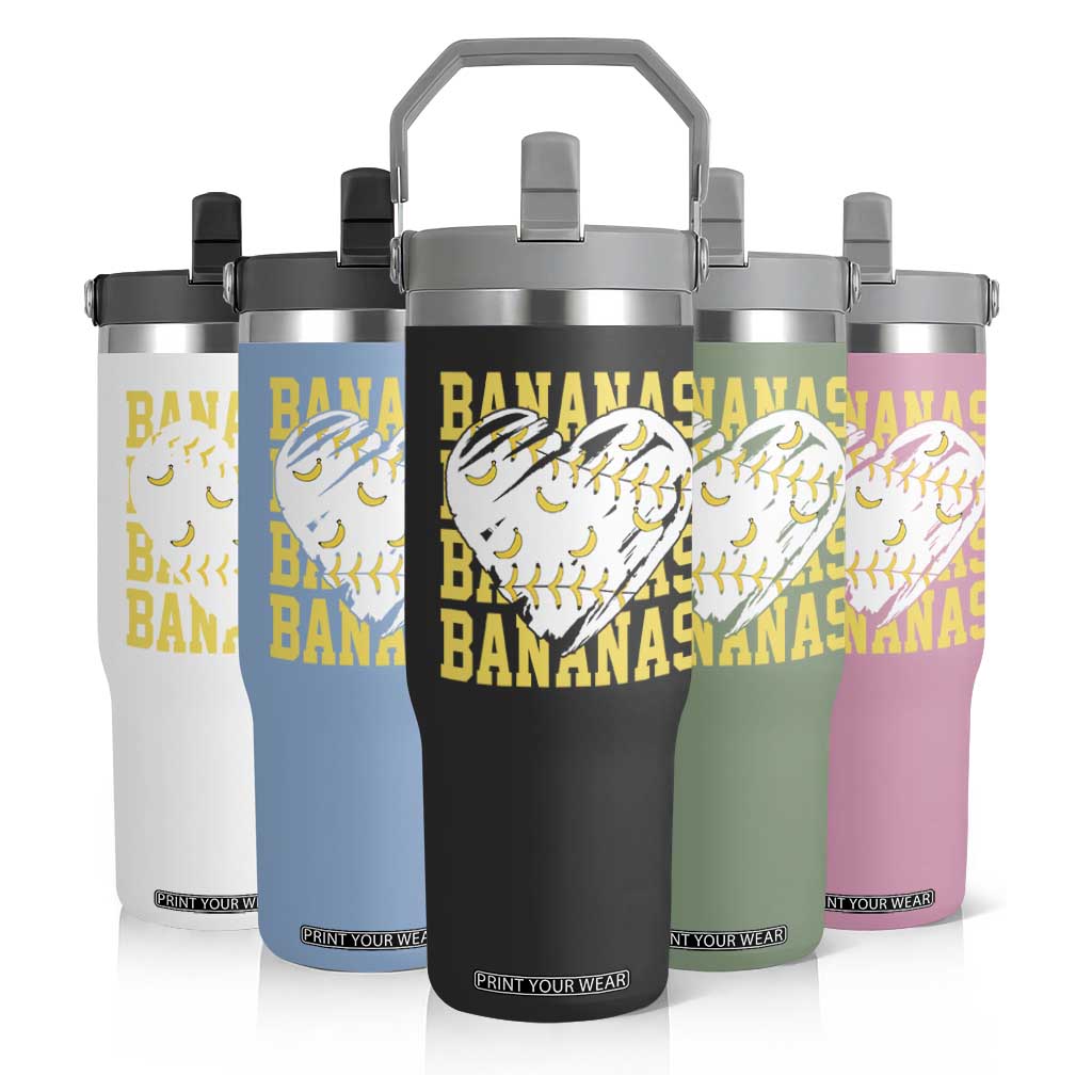 Retro Bananas Flip Straw Tumbler Vintage Baseball Heart Graphic Game Day Gifts TS10 Print Your Wear