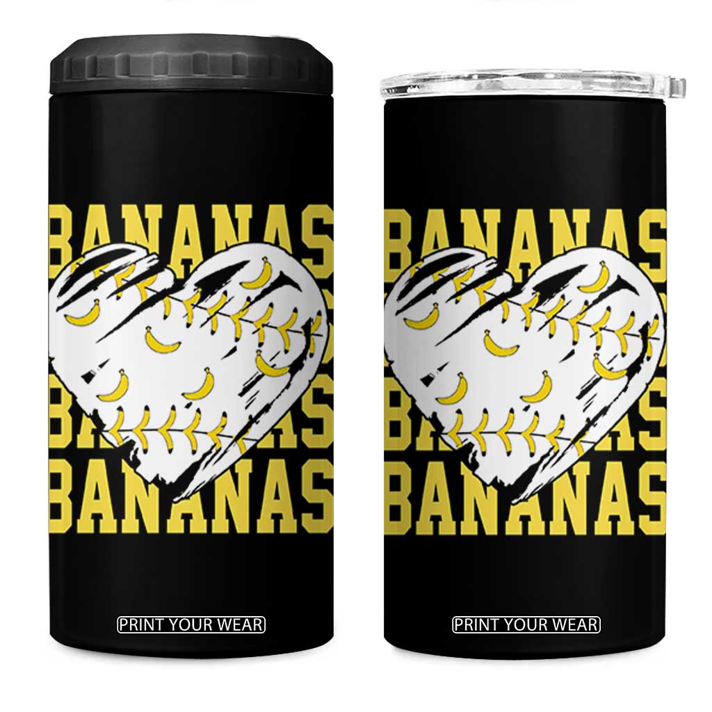 Retro Bananas 4 in 1 Can Cooler Tumbler Vintage Baseball Heart Graphic Game Day Gifts TS10 One Size: 16 oz Black Print Your Wear
