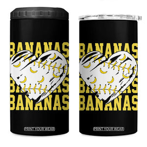 Retro Bananas 4 in 1 Can Cooler Tumbler Vintage Baseball Heart Graphic Game Day Gifts TS10 One Size: 16 oz Black Print Your Wear