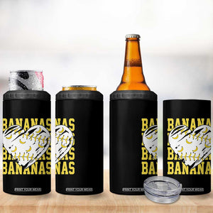 Retro Bananas 4 in 1 Can Cooler Tumbler Vintage Baseball Heart Graphic Game Day Gifts TS10 Print Your Wear