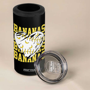 Retro Bananas 4 in 1 Can Cooler Tumbler Vintage Baseball Heart Graphic Game Day Gifts TS10 Print Your Wear