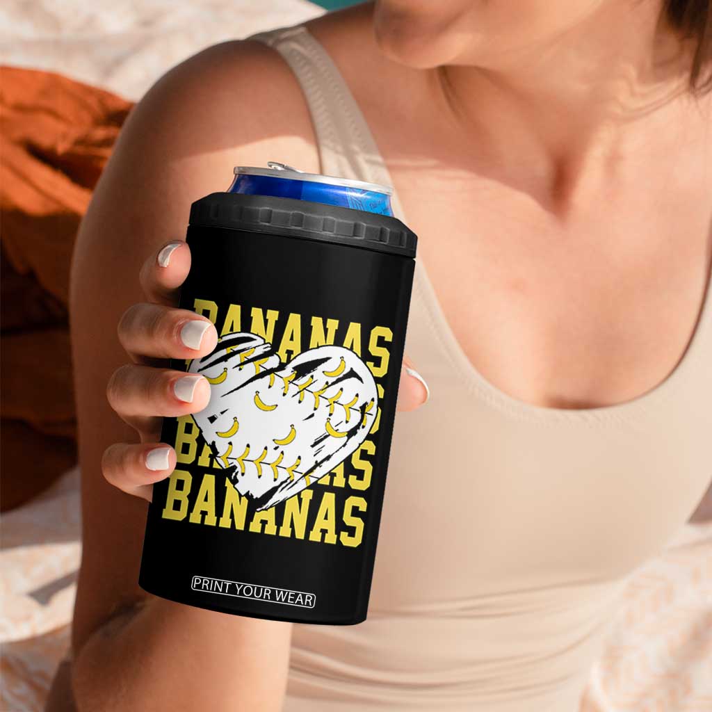 Retro Bananas 4 in 1 Can Cooler Tumbler Vintage Baseball Heart Graphic Game Day Gifts TS10 Print Your Wear