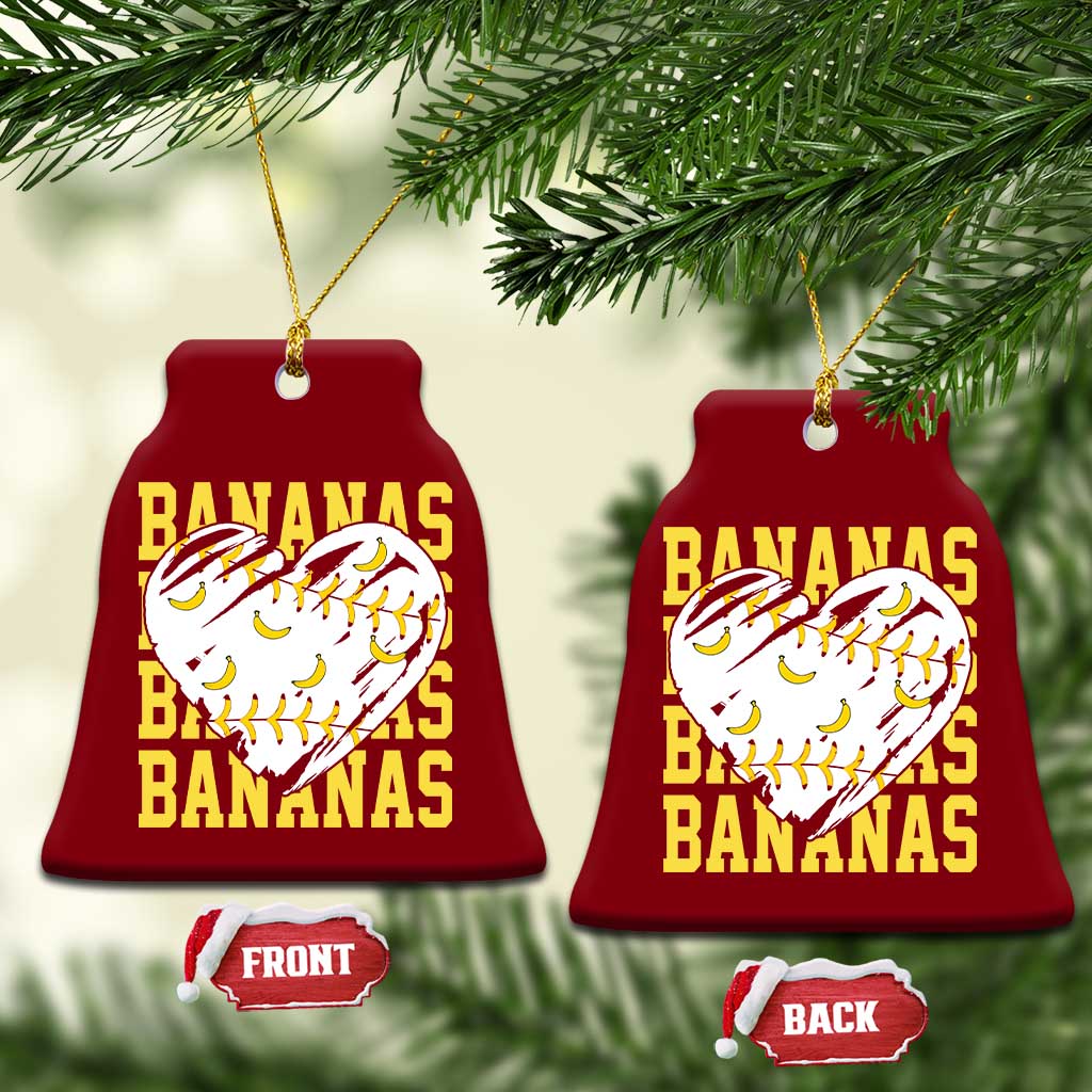 Retro Bananas Ceramic Ornament Vintage Baseball Heart Graphic Game Day Gifts TS10 Print Your Wear