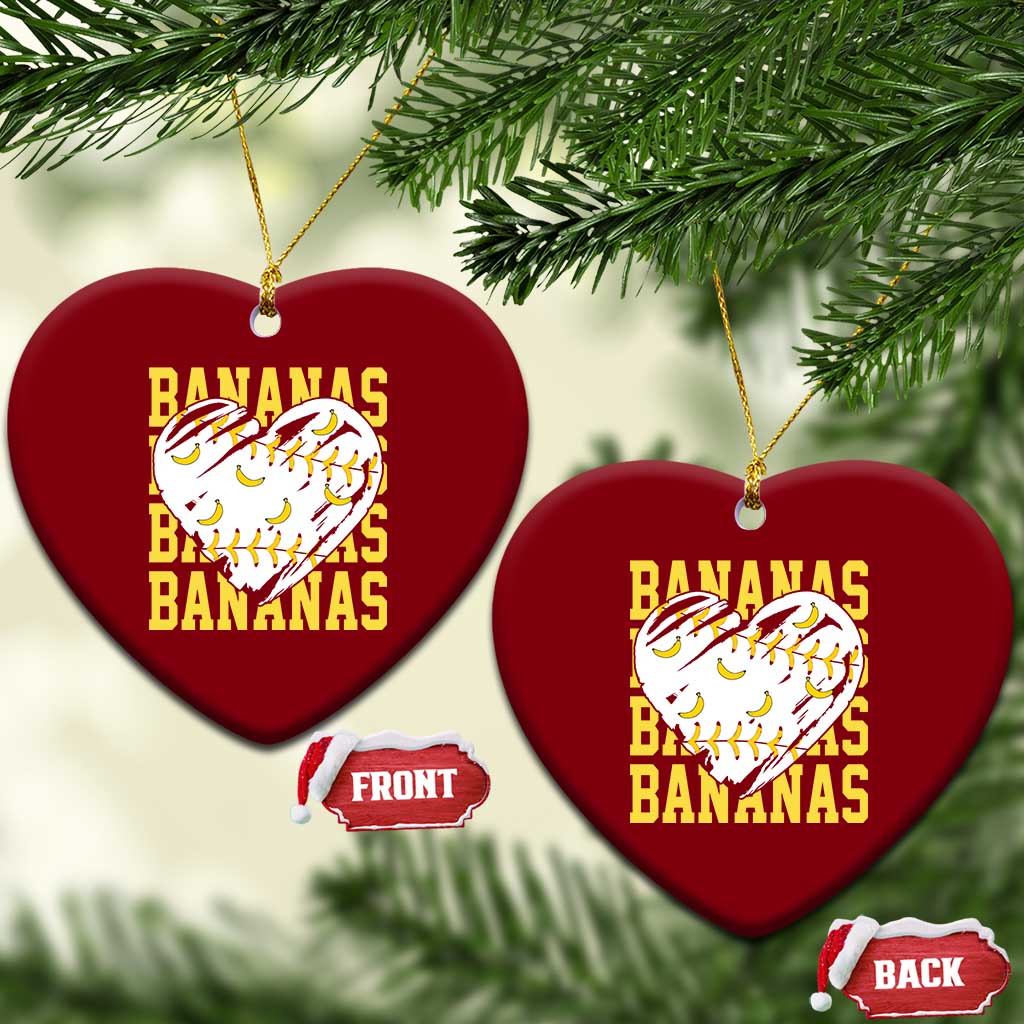 Retro Bananas Ceramic Ornament Vintage Baseball Heart Graphic Game Day Gifts TS10 Print Your Wear